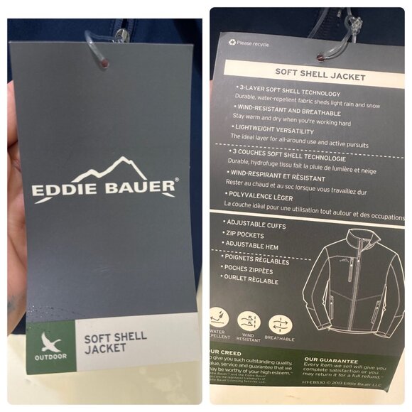 Eddie Bauer Soft Shell Jacket Men Large Blue Full Zip Waterproof Gorpcore Office - Picture 4 of 16